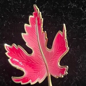 Gold and Red Leaf Brooch